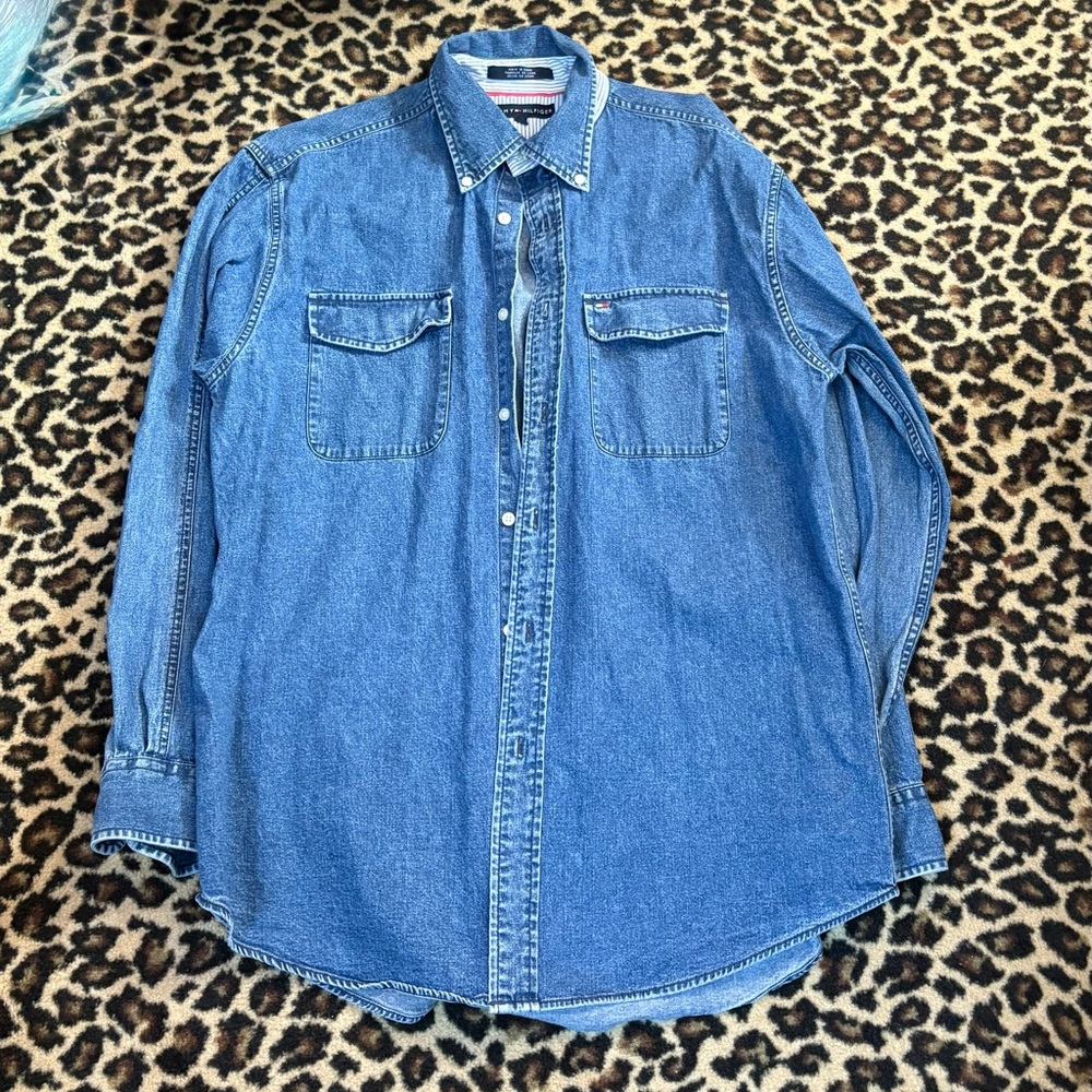 Tommy Hilfiger Denim Shirt with Striped Collar